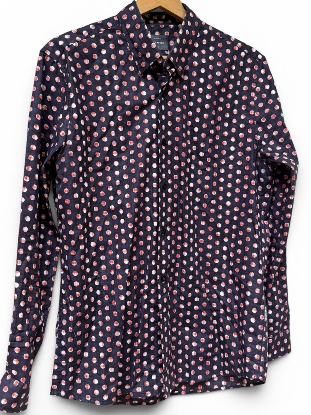 Peter Werth London N.1 Button Front Shirt 100% Cotton Men's size Large